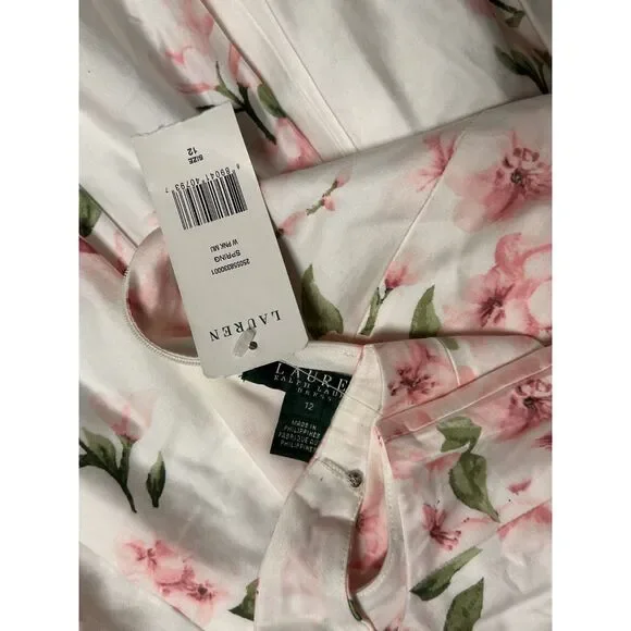 Ralph Lauren, Women's Fit & Flare Mini Dress, Pink White Floral, Size 12, NWT - Picture 6 of 9